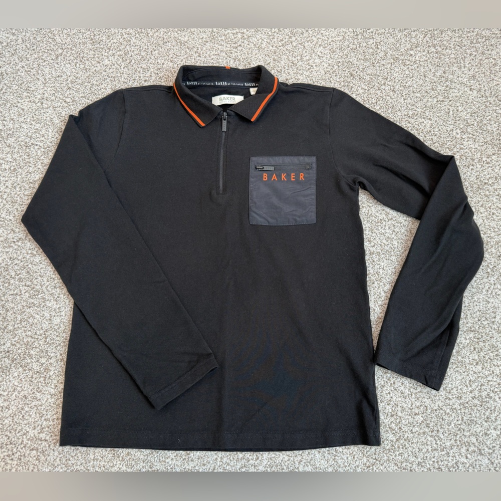 Ted Baker Kids' Long Sleeve Half Zip Cotton Polo (Big Kid)